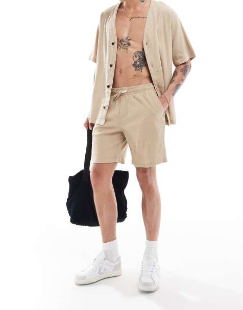 ADPT – Shorts in Beige mit Knitterstruktur, Kombiteil - view 1