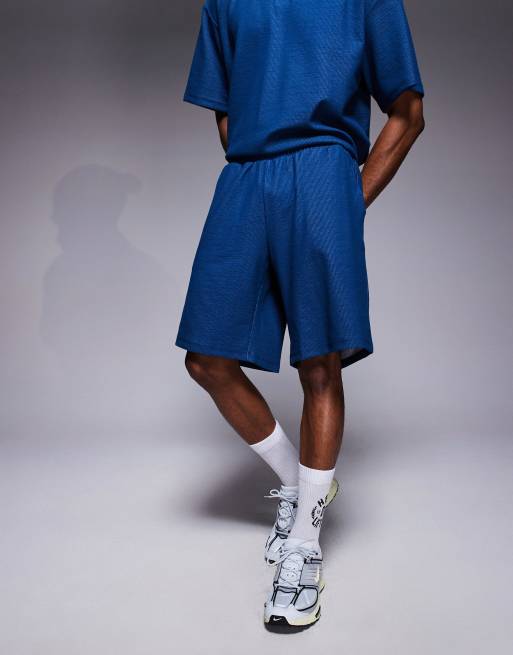 ADPT - Shorts met textuur in denimblauw, 2 van 5