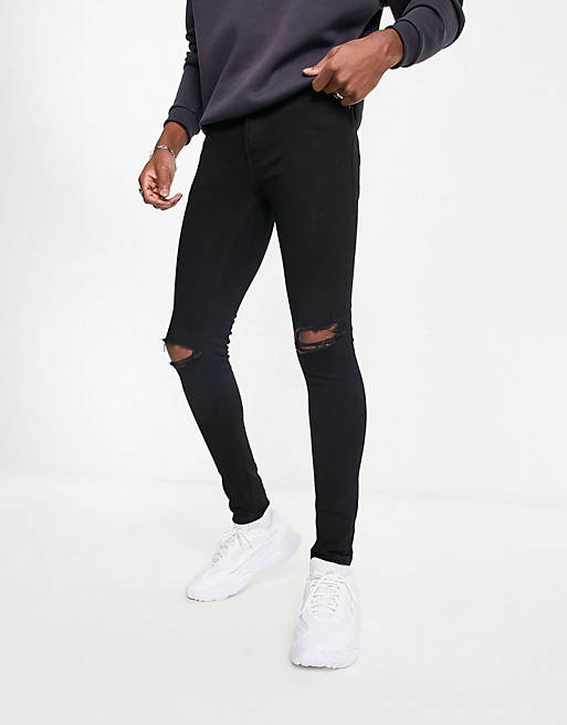 ADPT spray on skinny jean with rips in washed black | ASOS