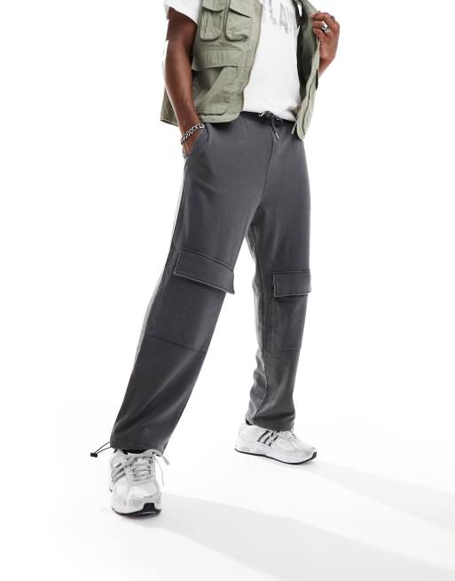 ADPT super oversized cargo jogger in washed grey