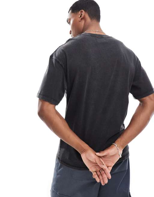 ADPT – Svarttvättad t-shirt i oversize med änglatryck på bröstet, 4 av 4