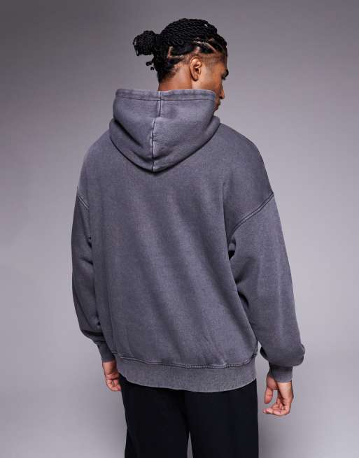 ADPT - Sweat à capuche oversize - Gris foncé délavé, 3 de 5