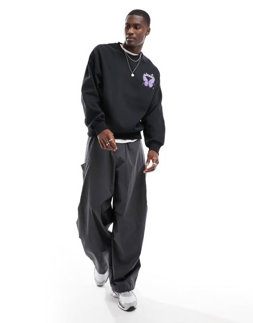 ADPT Sweat oversize avec imprimé papillon dans le dos Noir ASOS