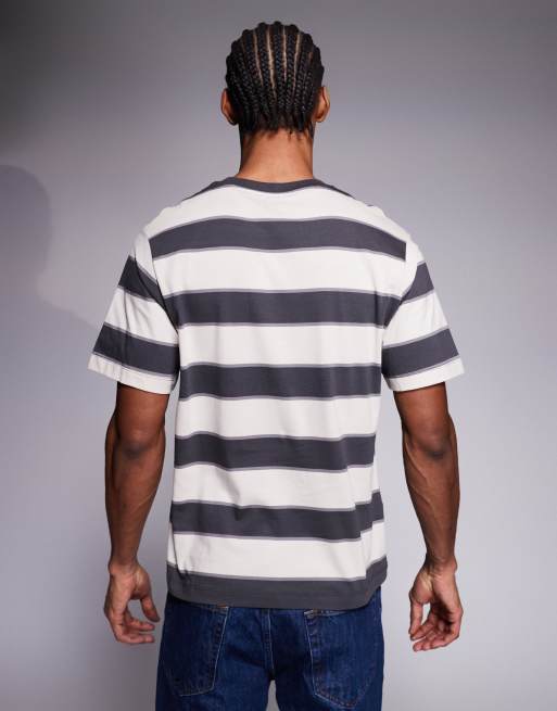 ADPT – Szary T-shirt oversize w paski, 3 z 5