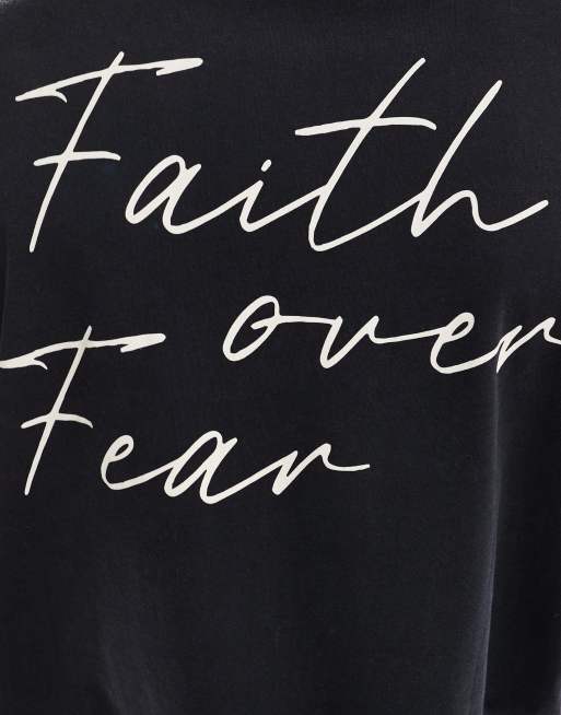 ADPT - T-shirt nera oversize con stampa "Fait over Fear" sul retro , 4 di 4
