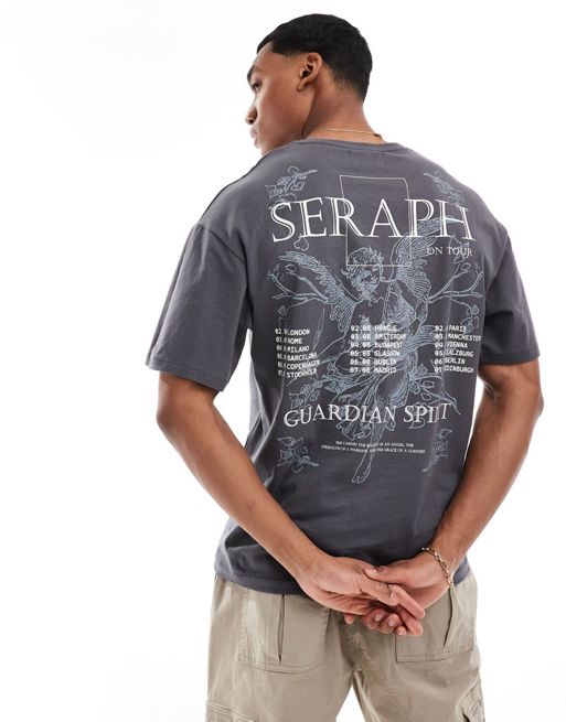 ADPT - T-shirt oversize avec imprimé Seraph au dos - Gris