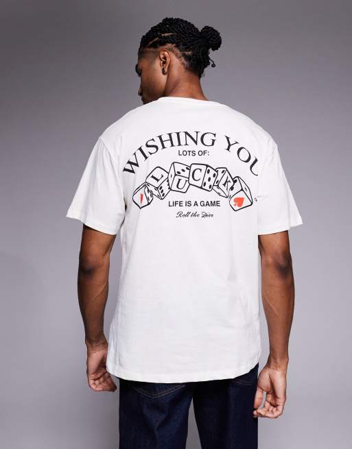 ADPT - T-shirt oversize color crema con stampa di dadi sul retro