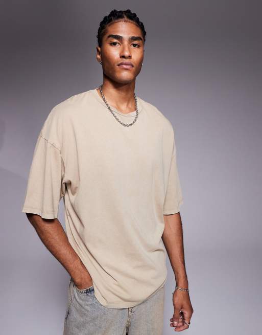 ADPT - T-shirt oversize color crema slavata