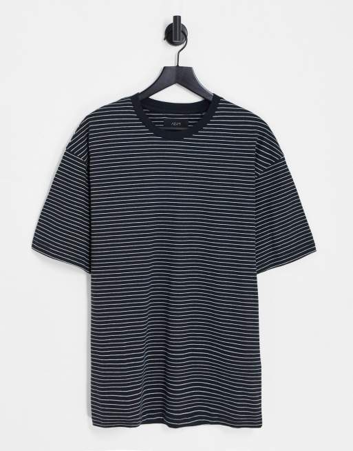 ADPT - T-shirt oversize coupe carrée - Noir à rayures