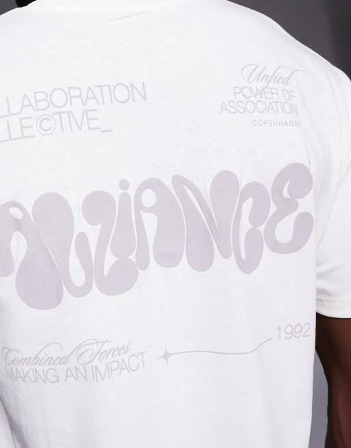ADPT - T-shirt oversize crema con stampa "Alliance" sul retro, 5 di 5