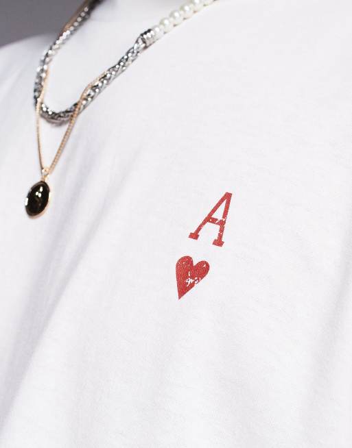 ADPT oversized t-shirt with ace of hearts backprint in cream