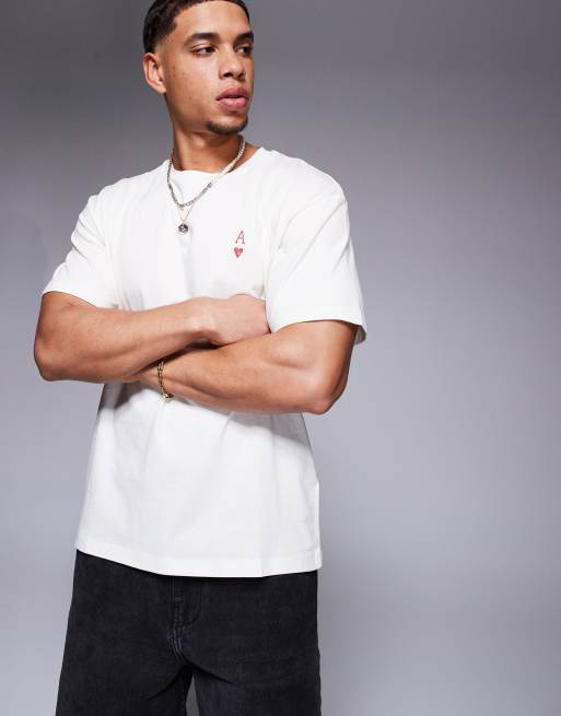 ADPT oversized t-shirt with ace of hearts backprint in cream