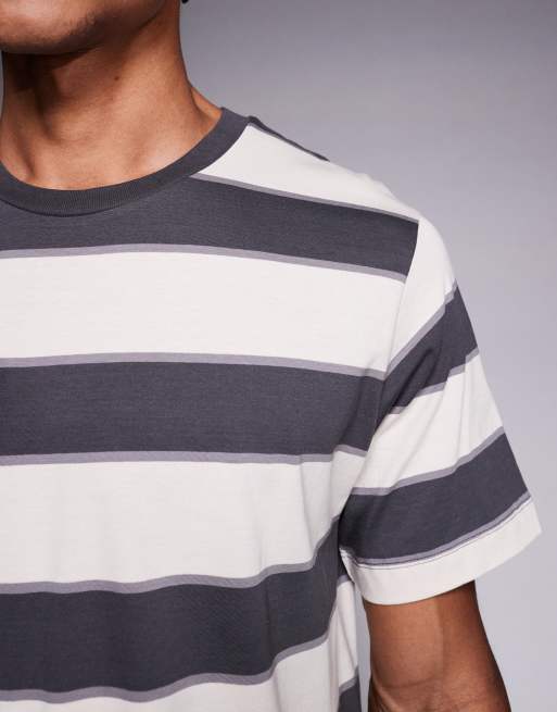 ADPT - T-shirt oversize grigia a righe, 5 di 5