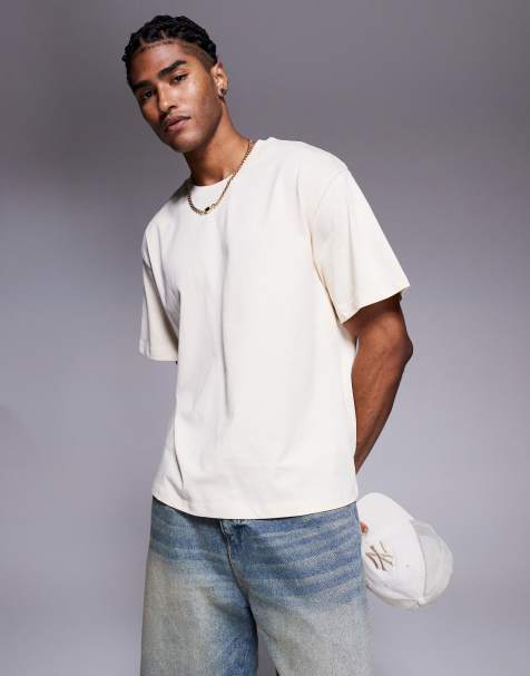 ADPT - T-shirt squadrata oversize color crema - view 1