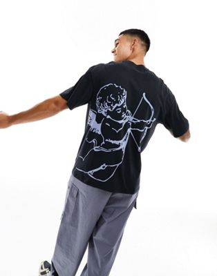 ADPT super oversized t-shirt with cherub back print in black - ASOS Price Checker