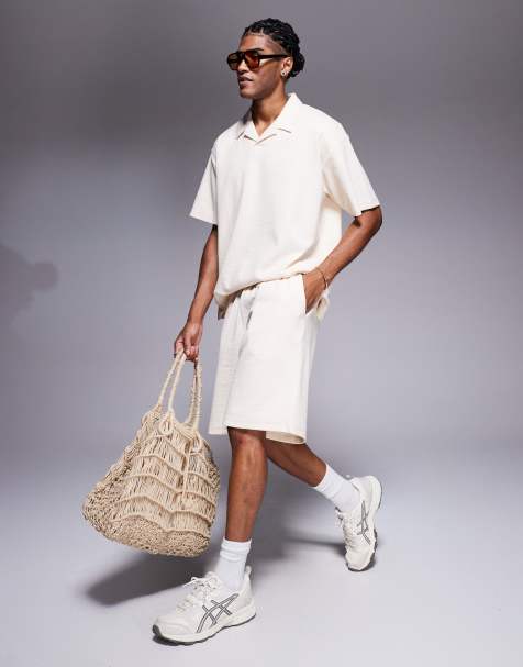 ADPT texture shorts in cream - view 1