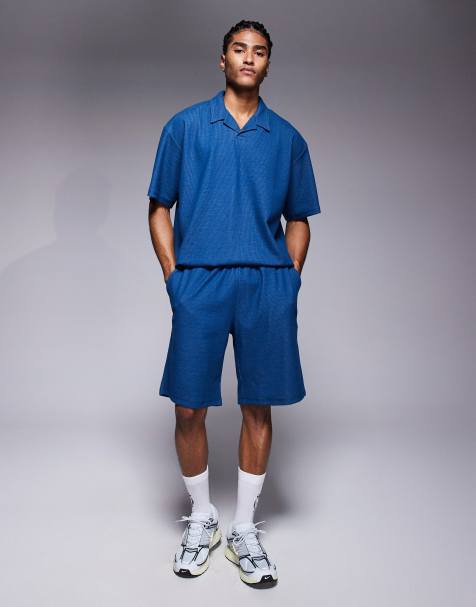 ADPT texture shorts in denim blue - view 1