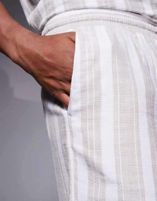 ADPT textured shorts in cream stripes