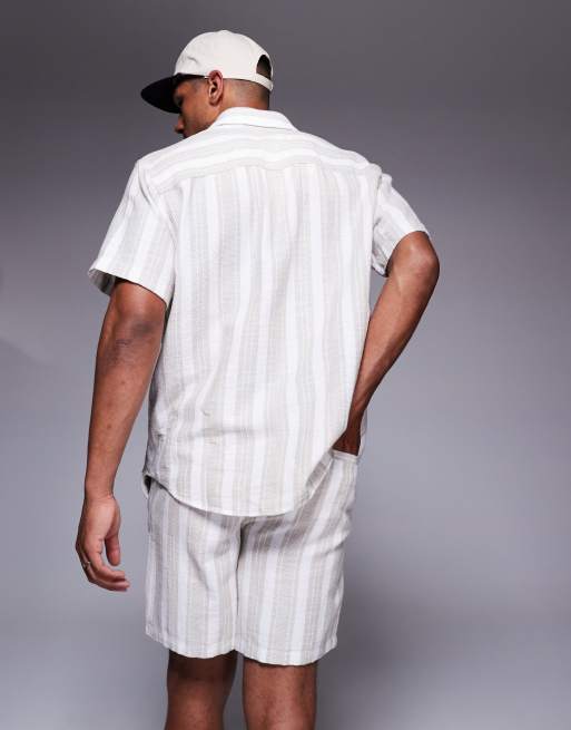 ADPT textured shorts in cream stripes