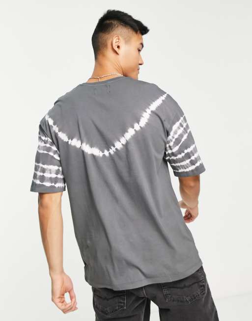 Adpt Tie Dye Stripe Oversized T-Shirt in White