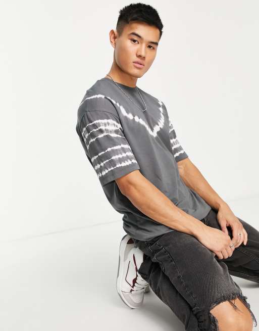 ADPT tie dye oversized t-shirt in dark grey 