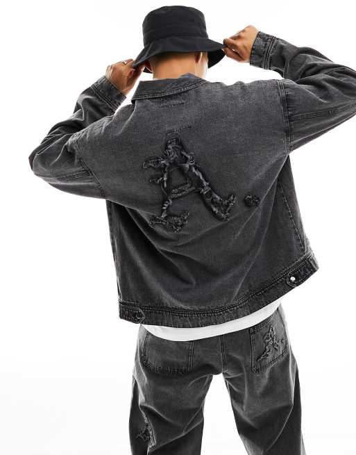 ADPT - Veste oversize d'ensemble en jean avec logo - Gris d?�lav?� | ASOS