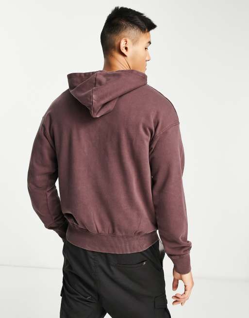 ADPT washed oversized hoodie in burgundy