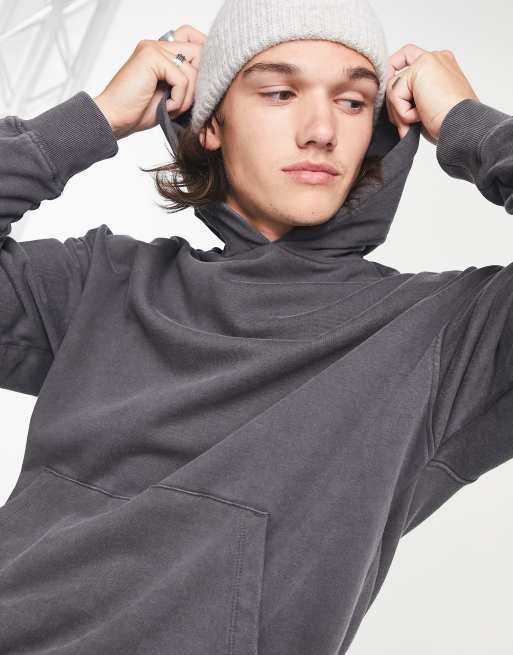 ADPT washed oversized hoodie in dark gray 