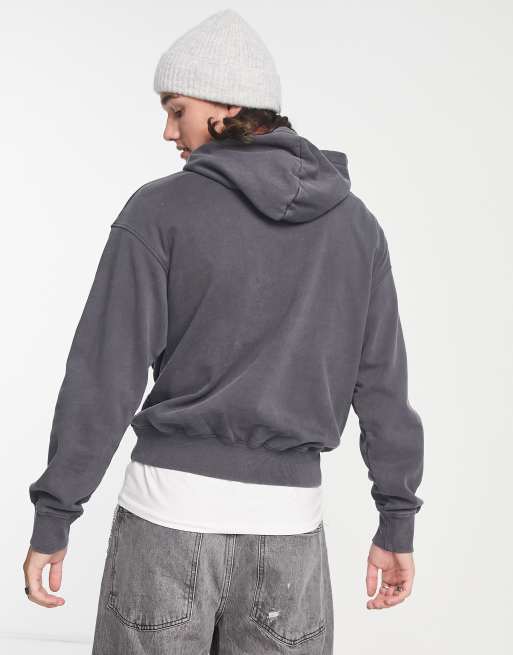 ADPT washed oversized hoodie in dark gray