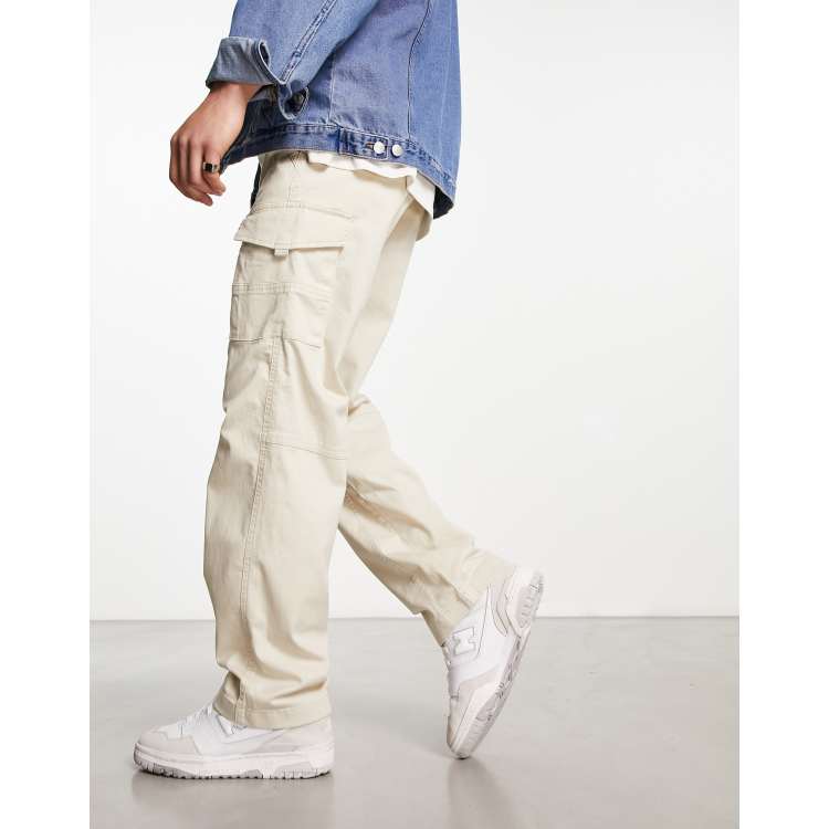 ADPT wide fit cargo pants in beige