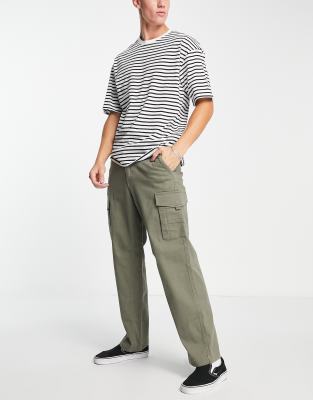 ADPT wide fit cargo pants in khaki-Green