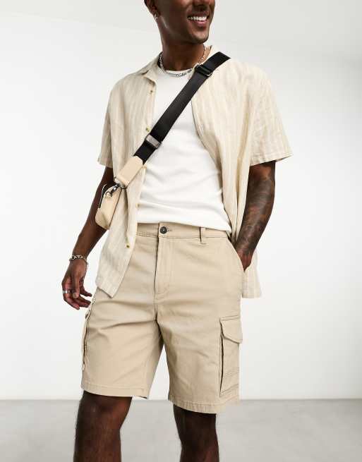 ADPT wide fit cargo short in beige | ASOS