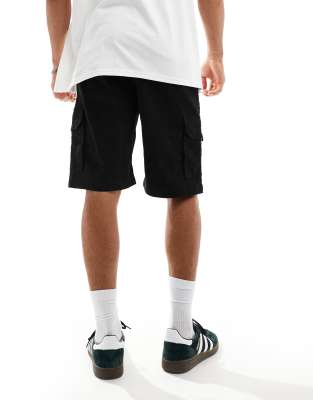 ADPT wide fit cargo shorts in black