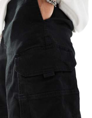 ADPT wide fit cargo shorts in black