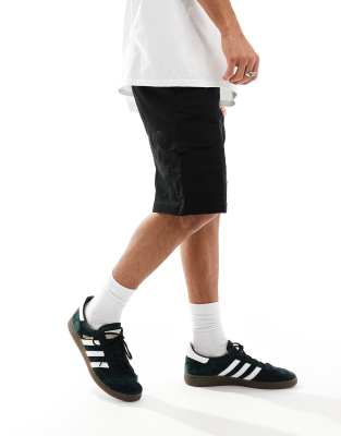 ADPT wide fit cargo shorts in black