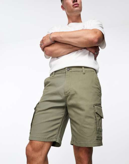 ADPT wide fit cargo shorts in khaki