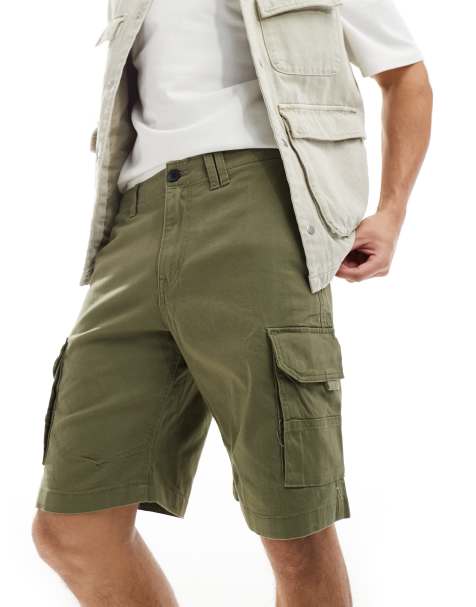 ADPT wide fit cargo shorts in khaki - view 1