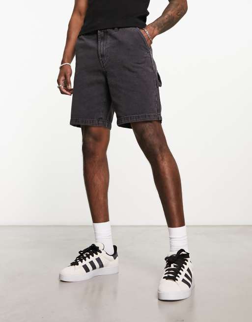 Adpt Wide Fit Cut Off Denim Shorts in Black