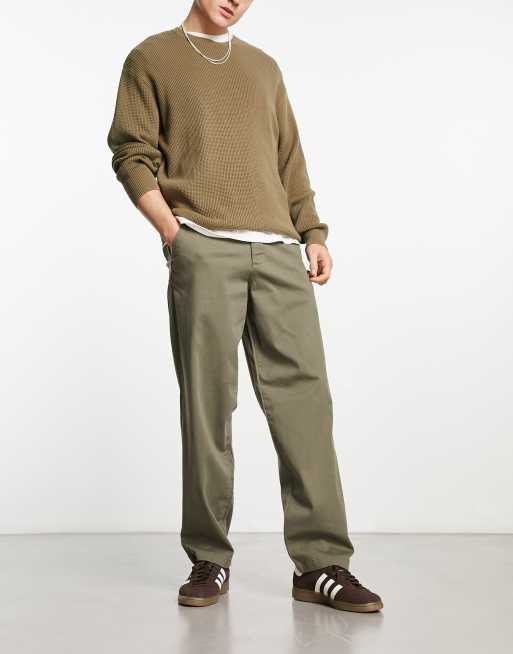 ADPT wide fit smart trousers in dark grey