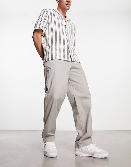 ADPT wide fit chinos in light grey | ASOS