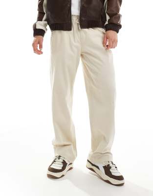 wide fit drawstring chinos in beige-Neutral