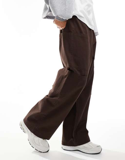 ADPT wide fit pull-on cargo pants in chocolate brown | ASOS