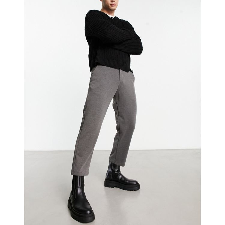 ADPT wide fit smart pants in dark gray