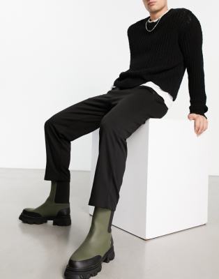 ADPT ADPT wide fit smart trousers in black