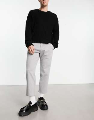 ADPT ADPT wide fit smart trousers in light grey