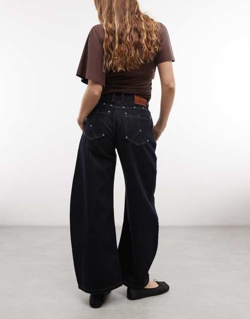 Aelfric Eden baggy barrel jeans with rivet detail in indigo , 2 of 5