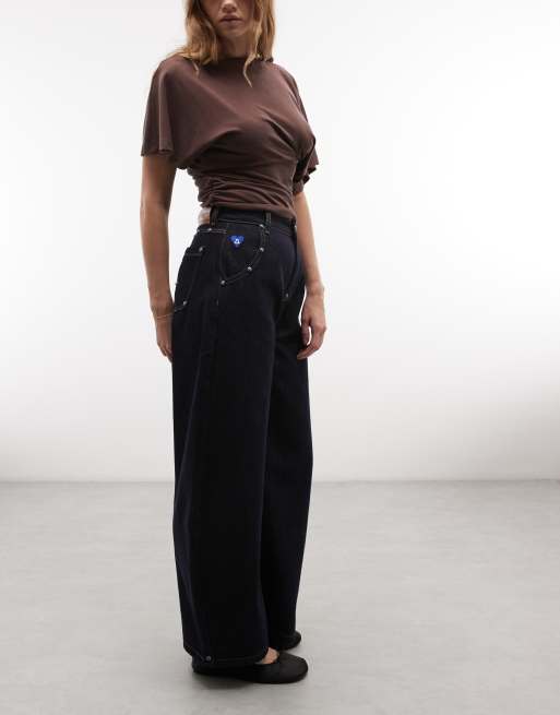 Aelfric Eden baggy barrel jeans with rivet detail in indigo , 3 of 5