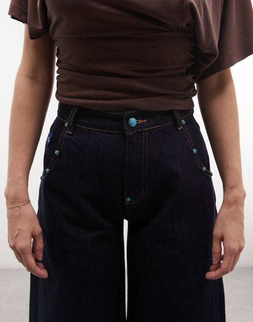 Aelfric Eden baggy barrel jeans with rivet detail in indigo , 5 of 5