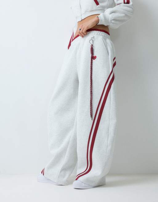 Aelfric Eden baggy barrel sweatpants with red stripe in gray, 2 of 5