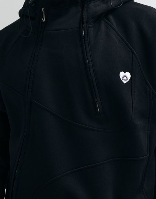 Aelfric Eden boxy panel zip up hoodie in black, 5 of 10